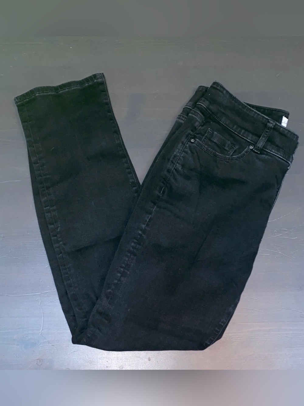 Lane Bryant Tighter Tummy Slim Straight Jeans 14 High Rise Black Faded Stretch
